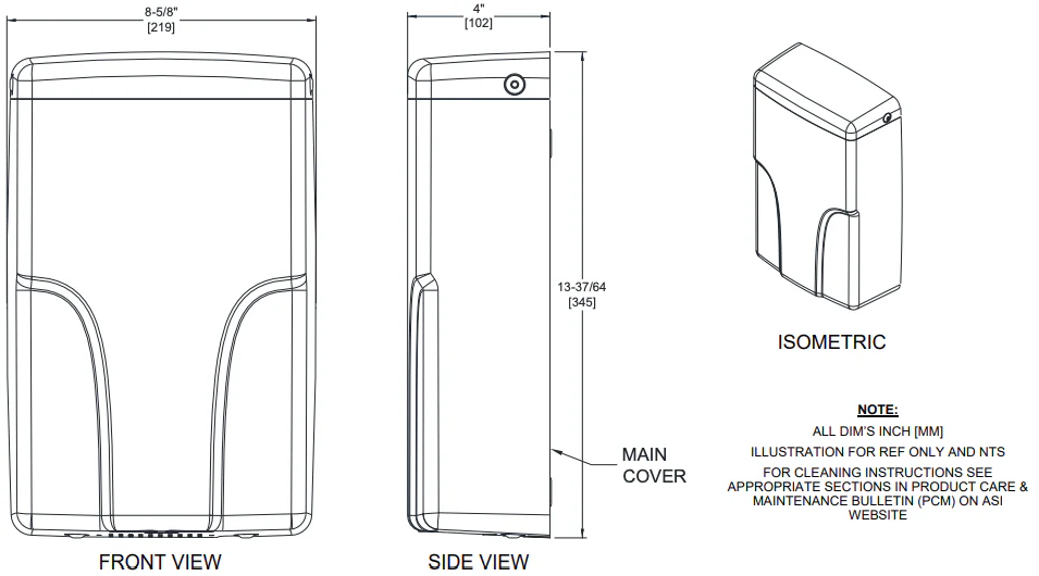 ASI 0196-1-00 Automatic Hand Dryer, 110-120 Volt, Surface-Mounted, Steel - Image 5