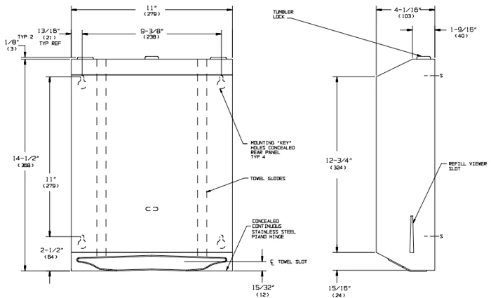 ASI 0210 Commercial Paper Towel Dispenser, Surface-Mounted, Stainless Steel - Image 3