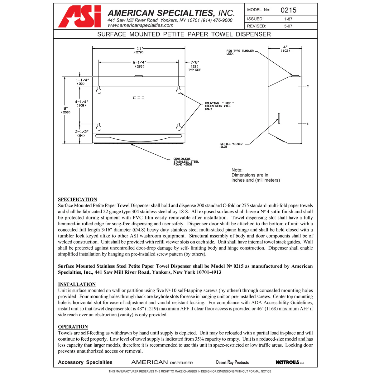 ASI 0215 Commercial Paper Towel Dispenser, Surface-Mounted, Stainless Steel - Image 5