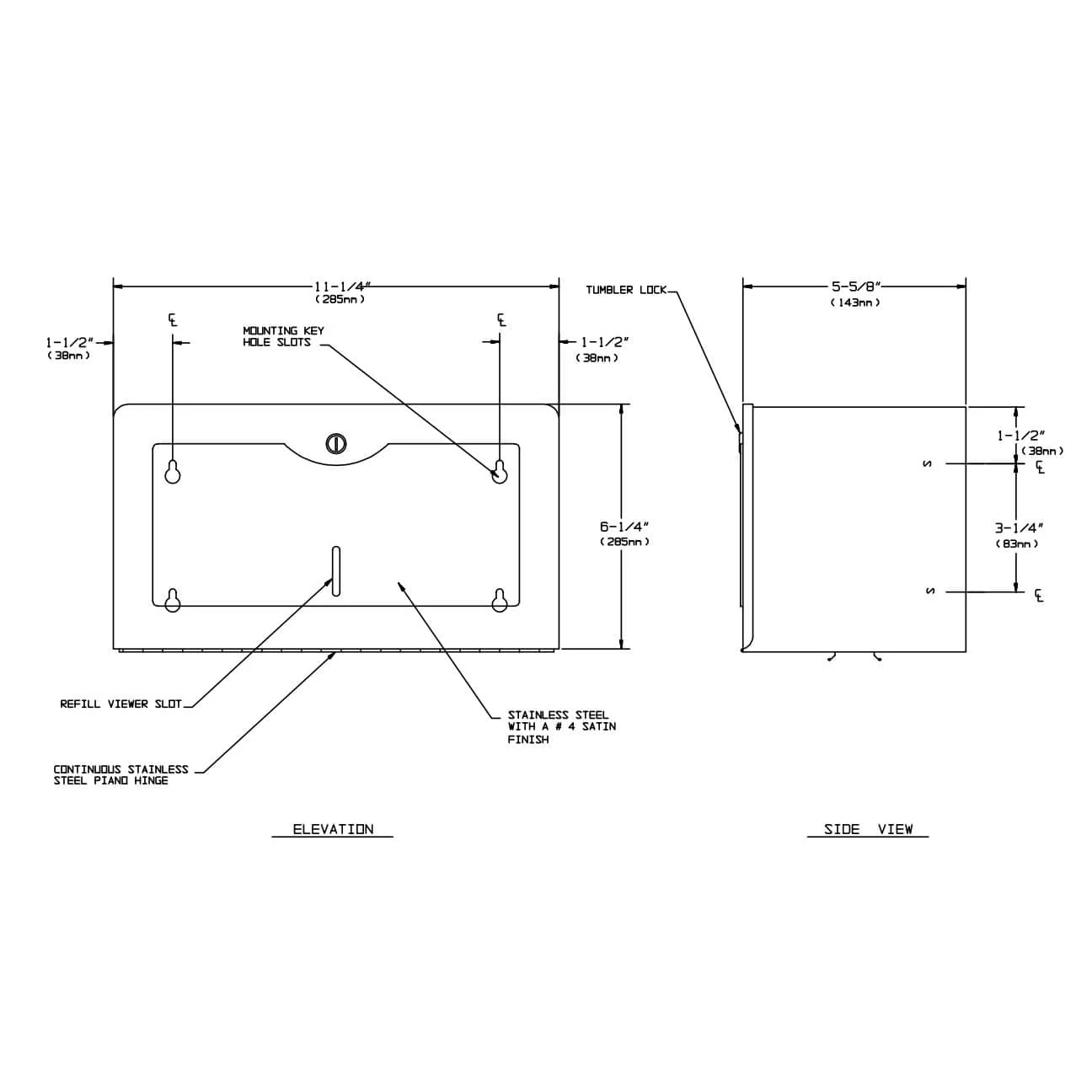 ASI 0245-SS Commercial Paper Towel Dispenser, Surface-Mounted, Stainless Steel - Image 3