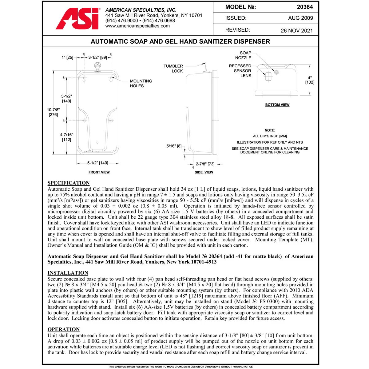 ASI 20364 Commercial Liquid Soap Dispenser, Surface-Mounted, Touch-Free, Stainless Steel - 34 Oz - Image 5