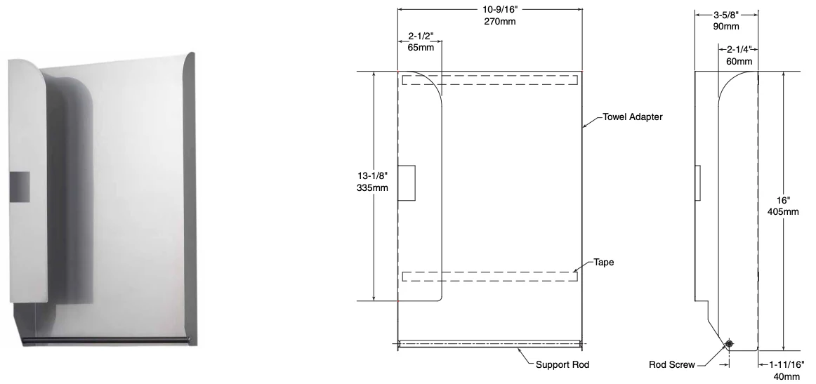 Bobrick 3944-130 Commercial Towel Mate Towel Guide for Bobrick Model B-3900, Stainless Steel - Image 3