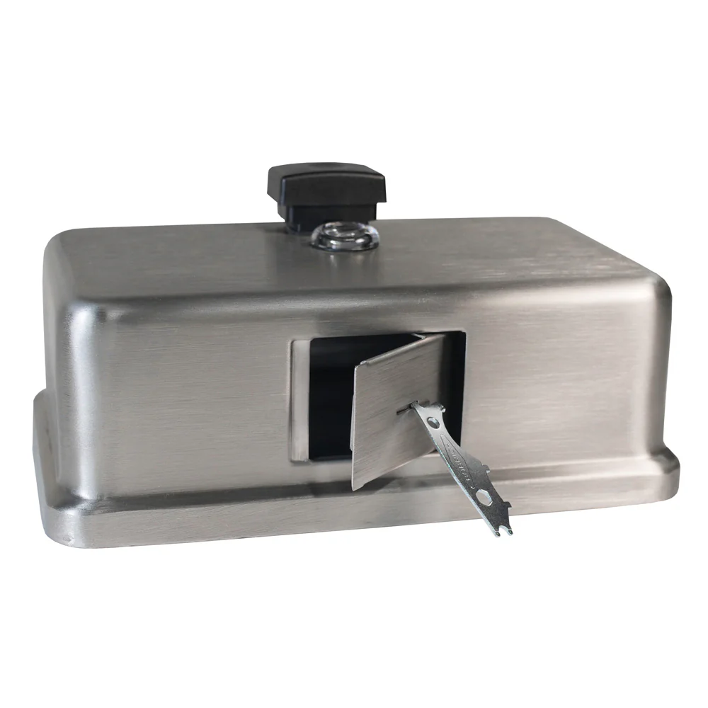 Bobrick B-2112 Commercial Liquid Soap Dispenser, Surface-Mounted, Manual-Push, Stainless Steel - 40 Oz - Image 6