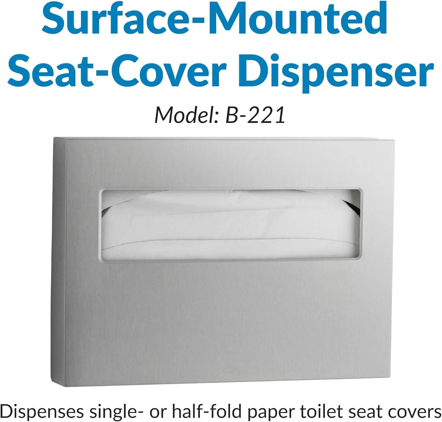 Bobrick B-221 Commercial Toilet Seat Cover Dispenser, Surface-Mounted, Stainless Steel - Image 21