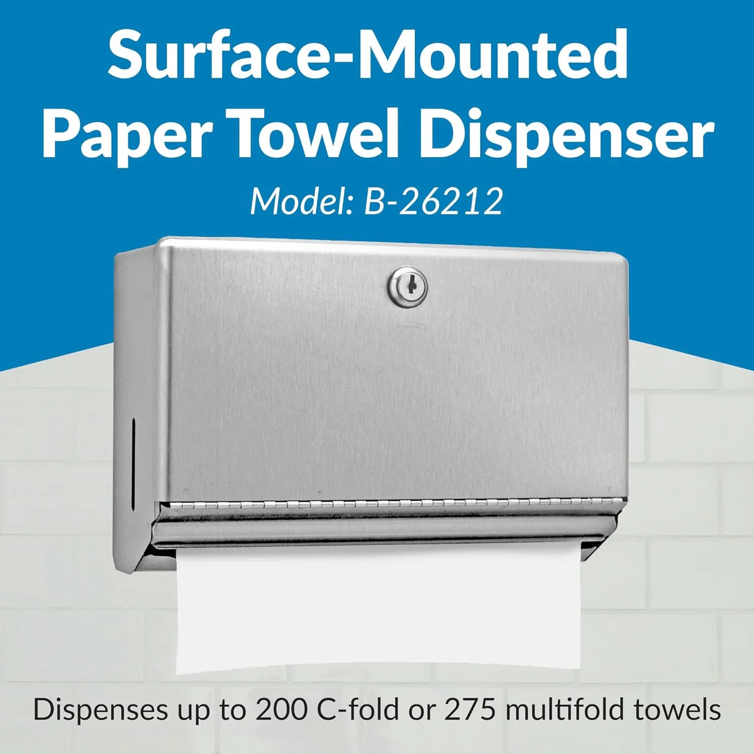 Bobrick B-26212 Commercial Paper Towel Dispenser, Surface-Mounted, Stainless Steel - Image 16