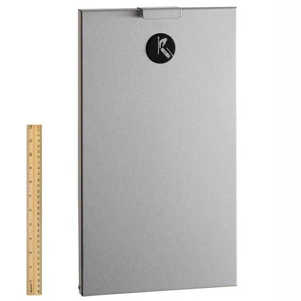 Bobrick B-3513 Commercial Restroom Sanitary Waste Bin, 2.3 L, Recessed-Mounted, 8-1/16" W x 14-1/8" H x 4-1/2" D, Stainless Steel - Image 3