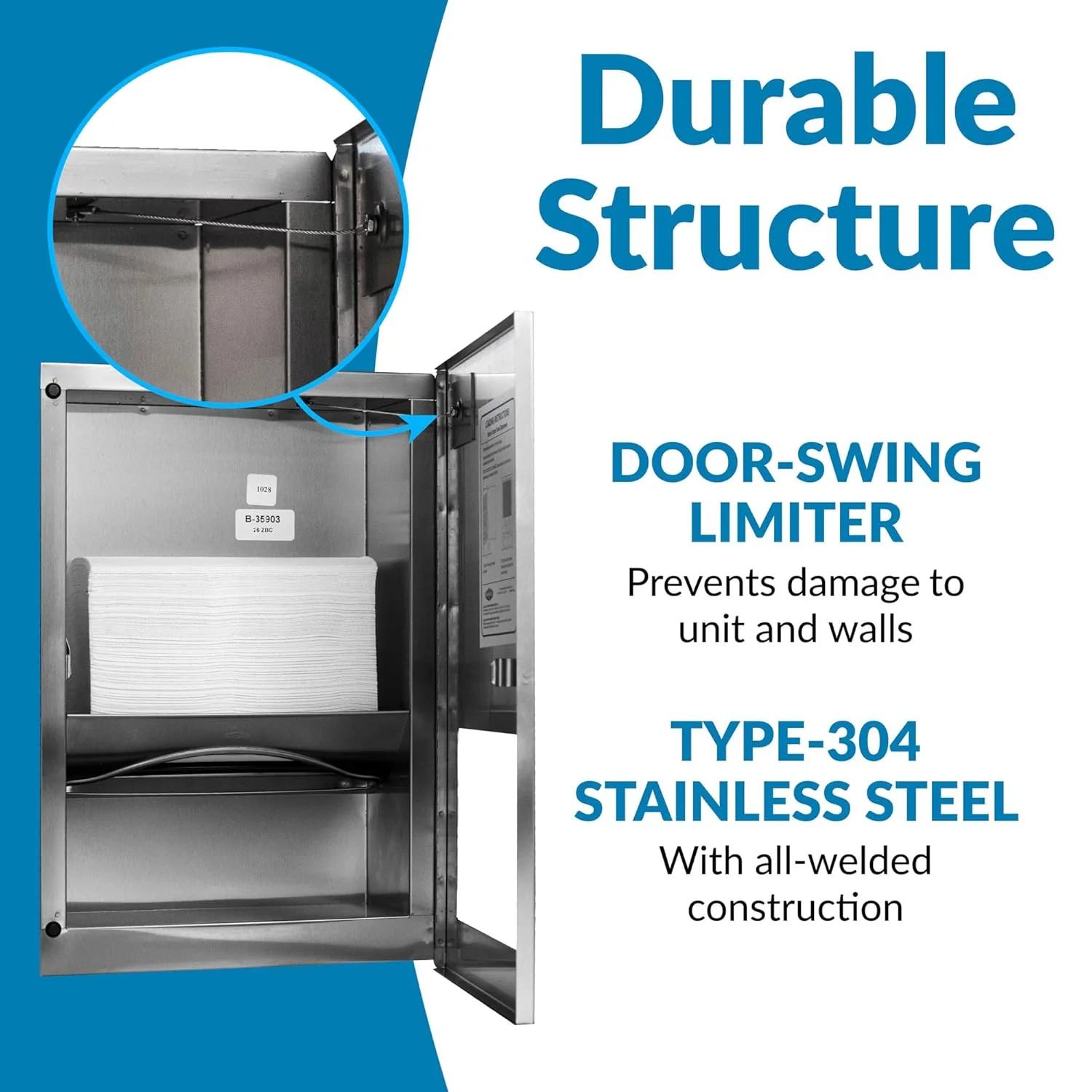 Bobrick B-35903 Commercial Paper Towel Dispenser, Recessed-Mounted, Stainless Steel - Image 10