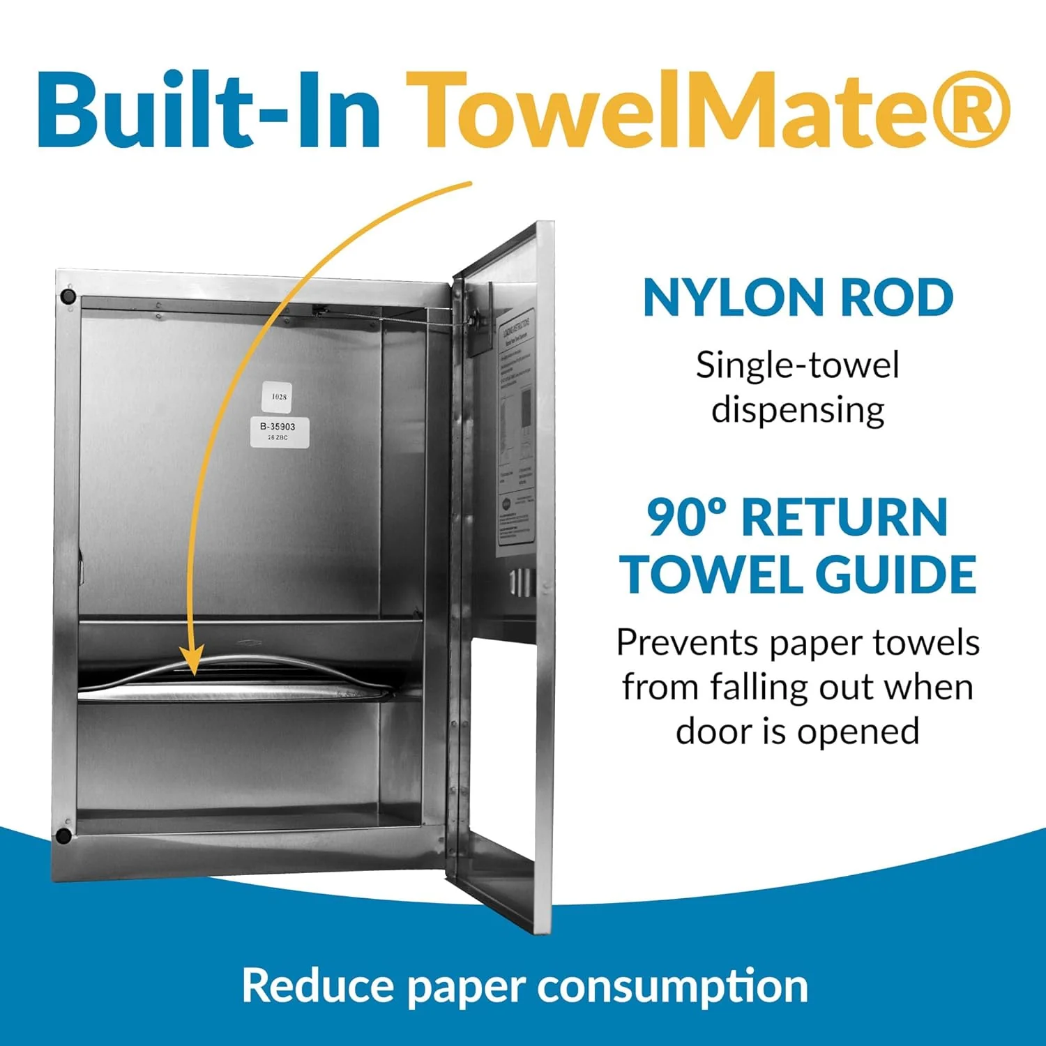 Bobrick B-35903 Commercial Paper Towel Dispenser, Recessed-Mounted, Stainless Steel - Image 9