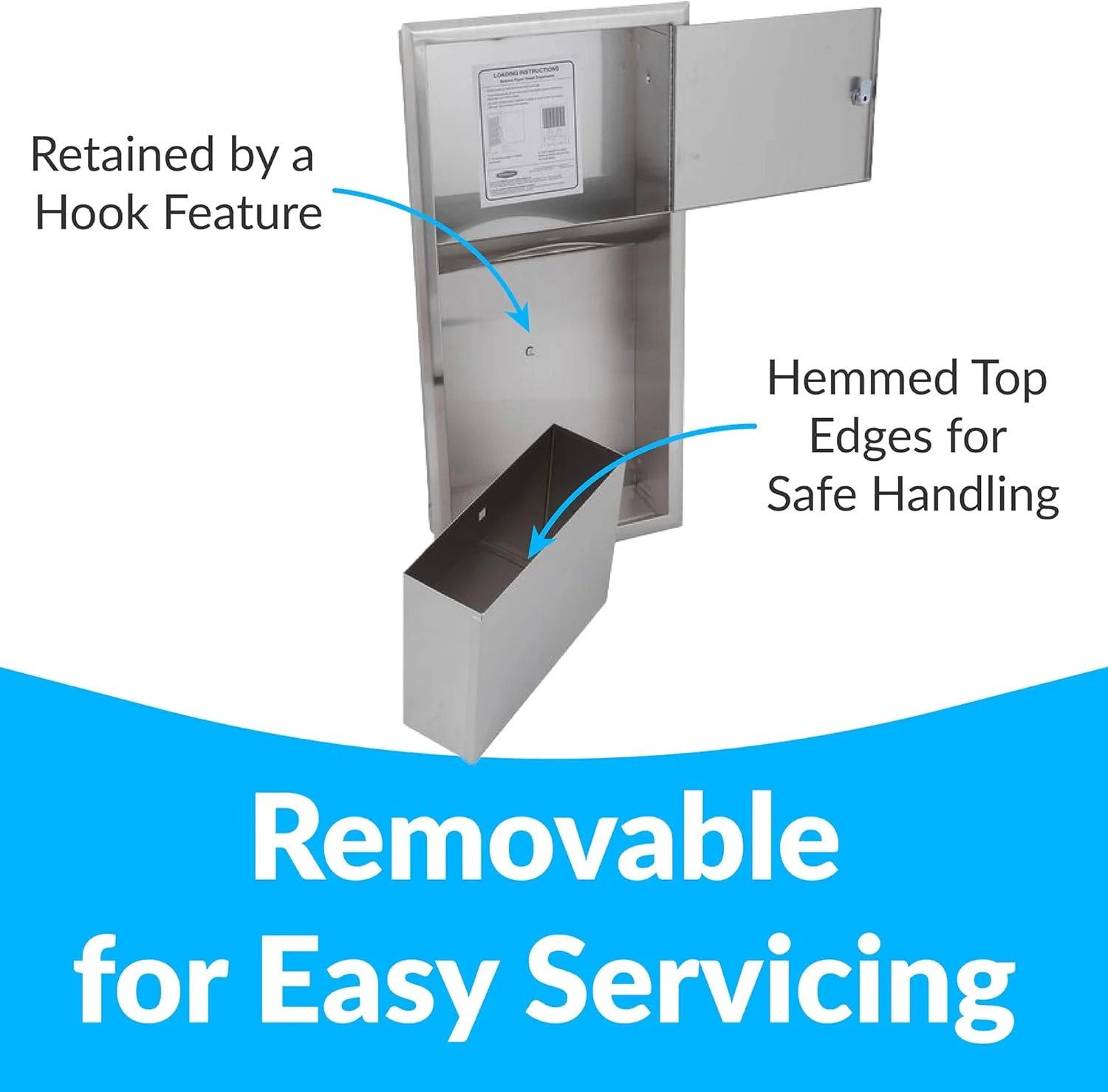 Bobrick B-369 Combination Commercial Paper Towel Dispenser/Waste Receptacle, Recessed-Mounted, Stainless Steel - Image 13