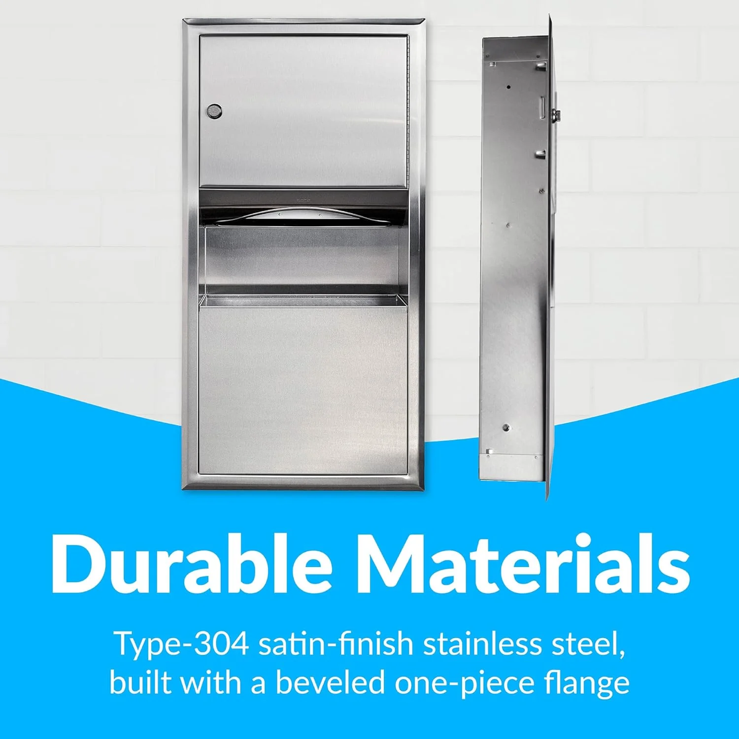 Bobrick B-369 Combination Commercial Paper Towel Dispenser/Waste Receptacle, Recessed-Mounted, Stainless Steel - Image 15