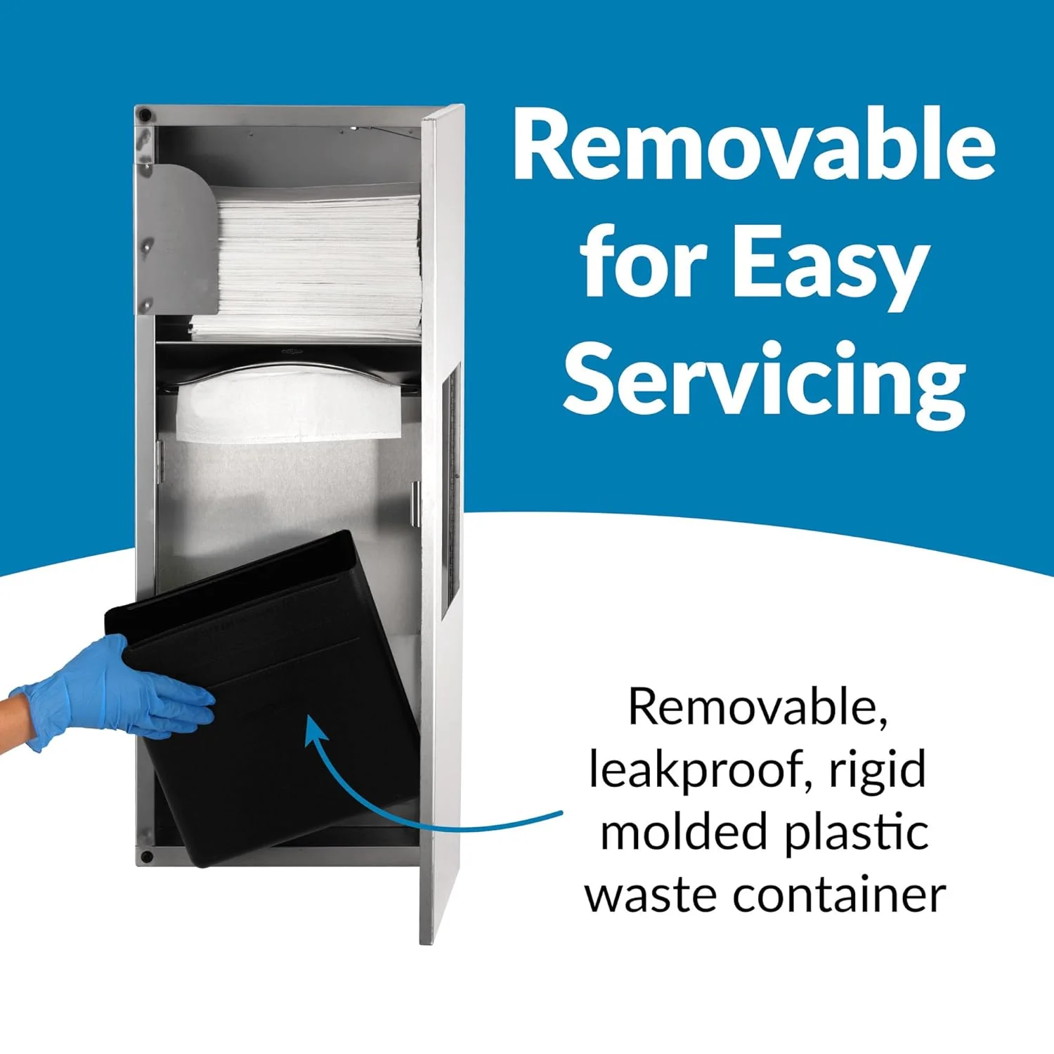 Bobrick B-36903 Combination Commercial Paper Towel Dispenser/Waste Receptacle, Recessed-Mounted, Stainless Steel - Image 13