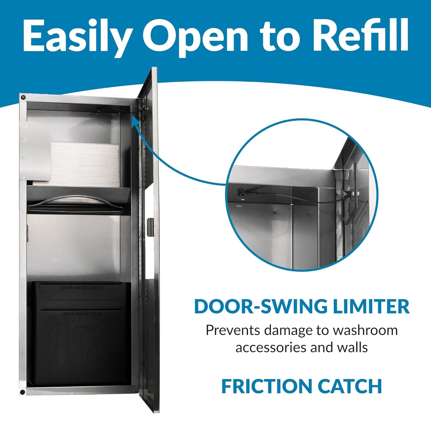 Bobrick B-36903 Combination Commercial Paper Towel Dispenser/Waste Receptacle, Recessed-Mounted, Stainless Steel - Image 14