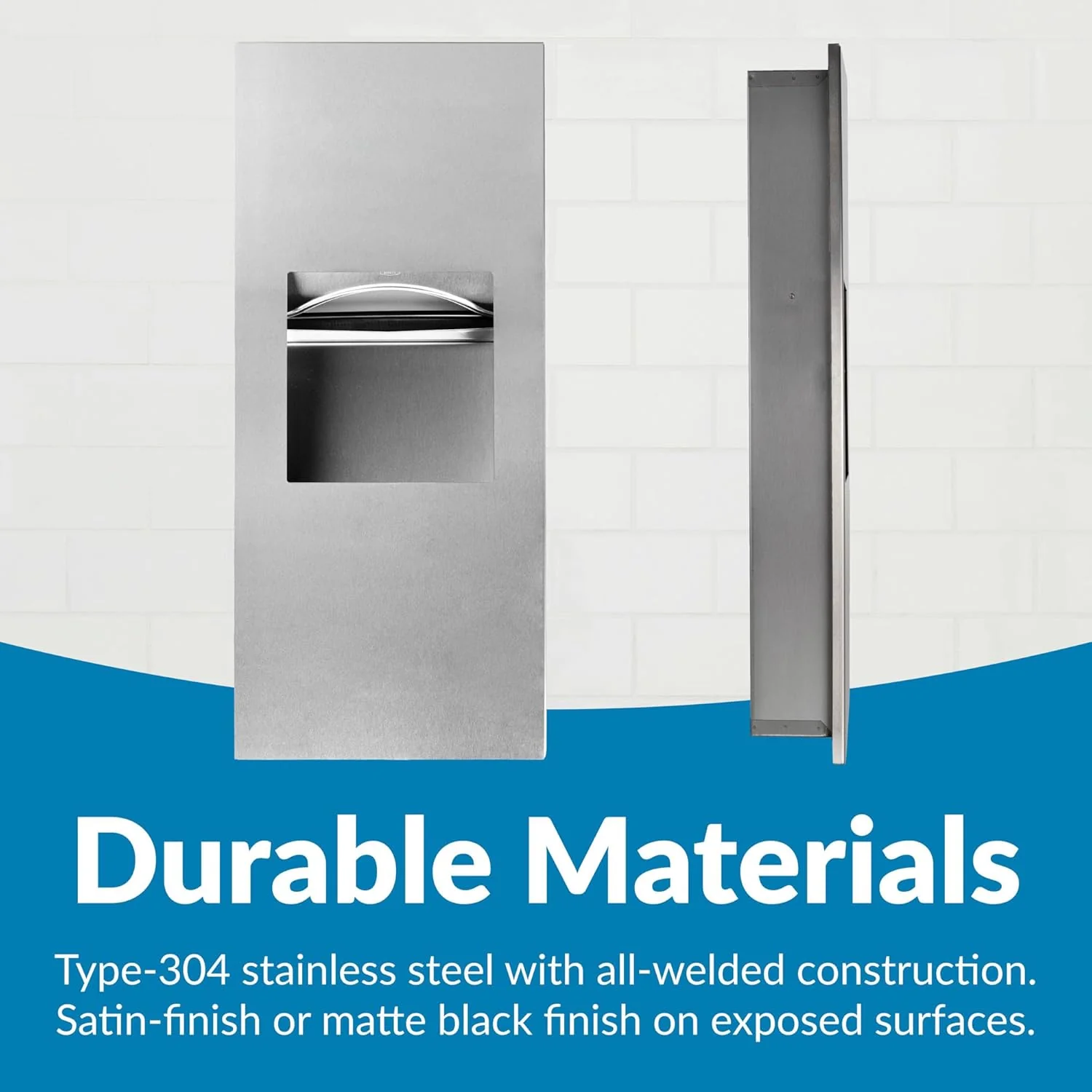 Bobrick B-36903 Combination Commercial Paper Towel Dispenser/Waste Receptacle, Recessed-Mounted, Stainless Steel - Image 15