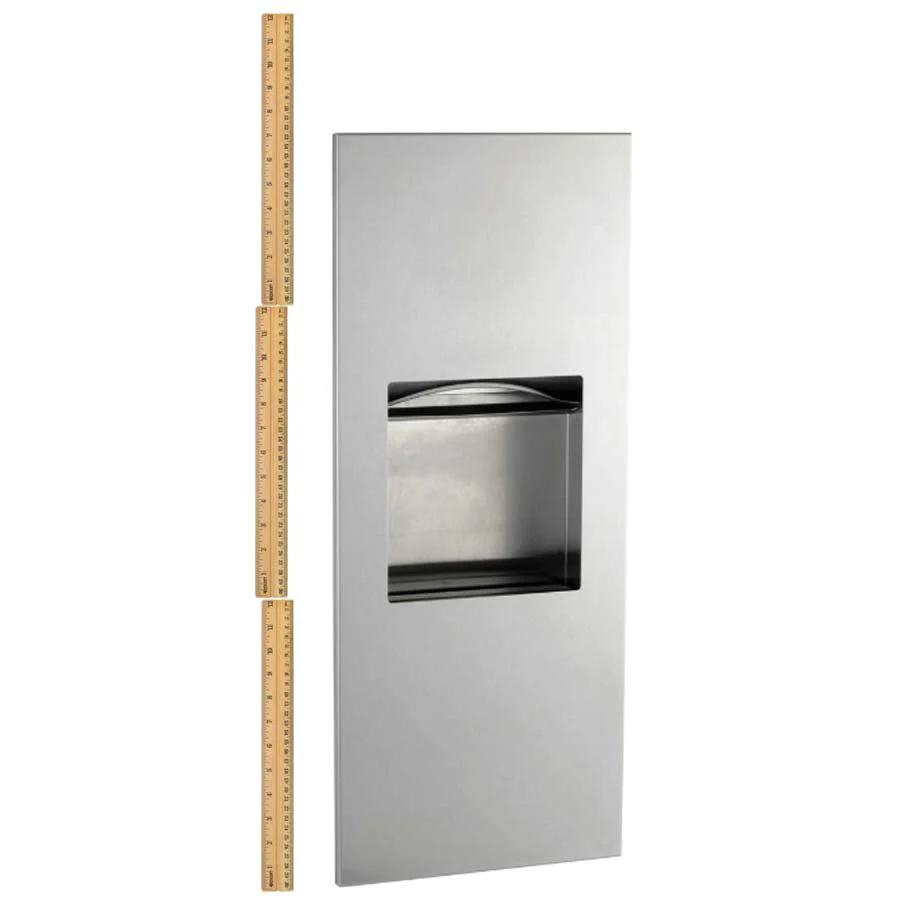 Bobrick B-36903 Combination Commercial Paper Towel Dispenser/Waste Receptacle, Recessed-Mounted, Stainless Steel - Image 4