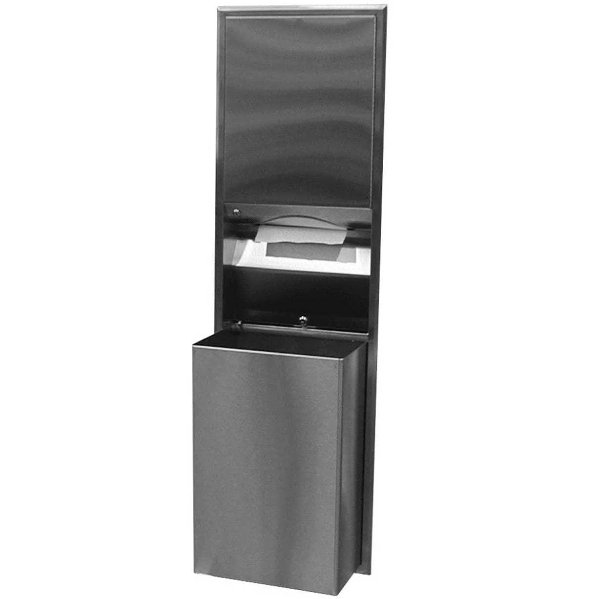 Bobrick B-3947 Combination Commercial Paper Towel Dispenser/Waste Receptacle, Recessed-Mounted, Stainless Steel - Image 5
