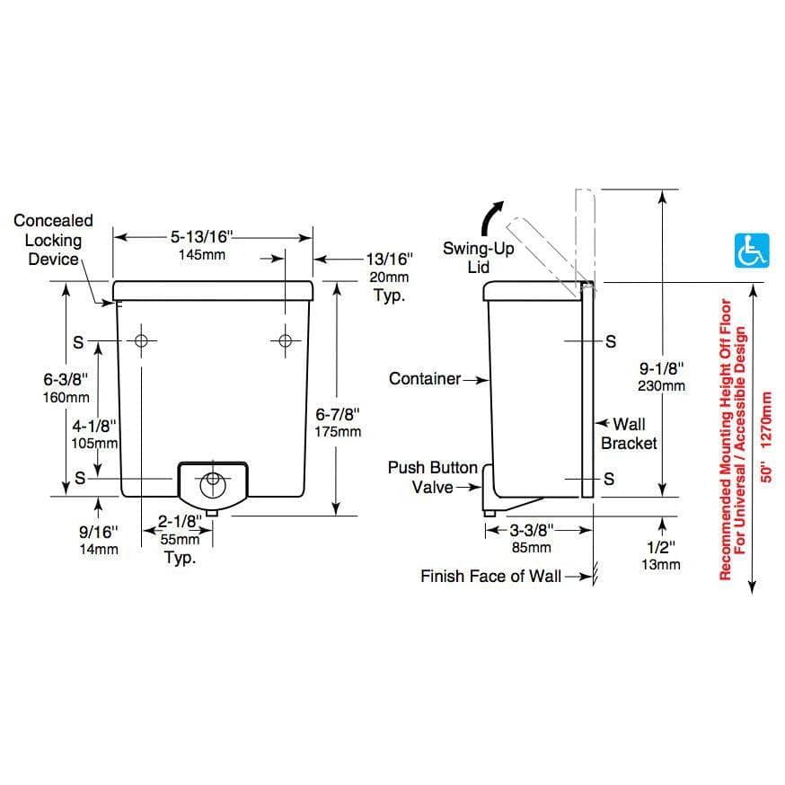Bobrick B-40 Commercial Liquid Soap Dispenser, Surface-Mounted, Manual-Push, Plastic - 40 Oz - Image 4