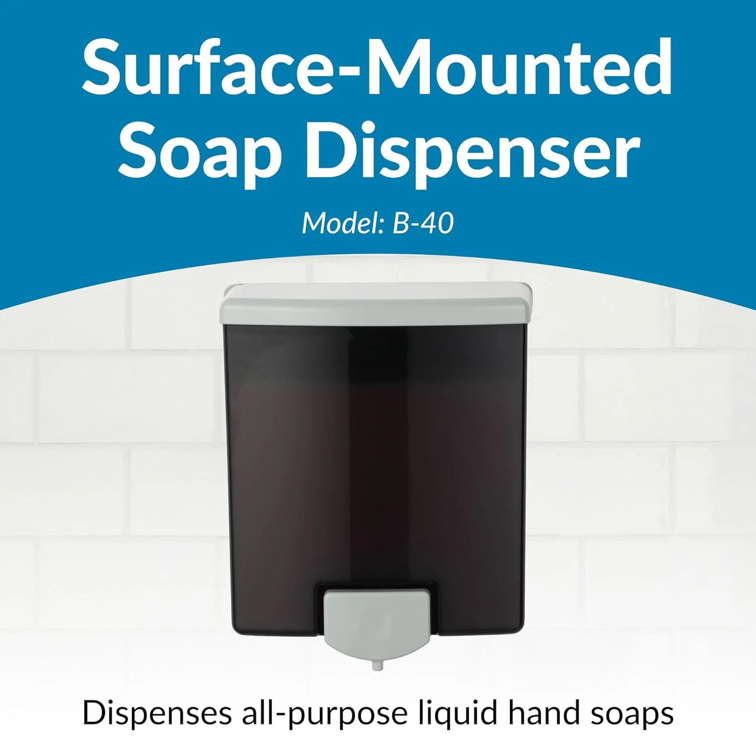 Bobrick B-40 Commercial Liquid Soap Dispenser, Surface-Mounted, Manual-Push, Plastic - 40 Oz - Image 8
