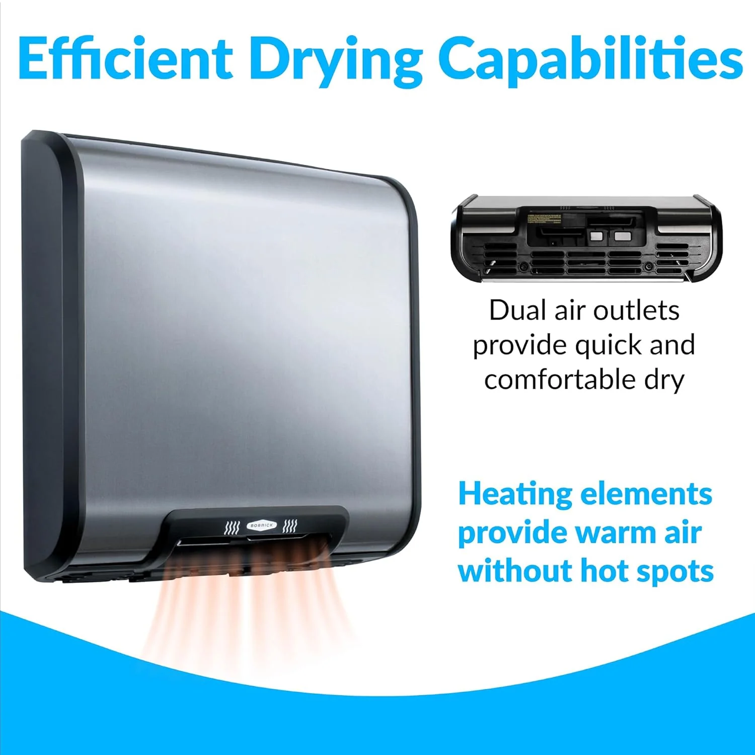 Bobrick B-7128 Automatic Hand Dryer, 115 Volt, Surface-Mounted, Stainless Steel - Image 12