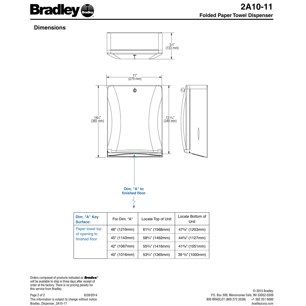 Bradley 2A10-11 Commercial Paper Towel Dispenser, Surface-Mounted, Stainless Steel - Image 4