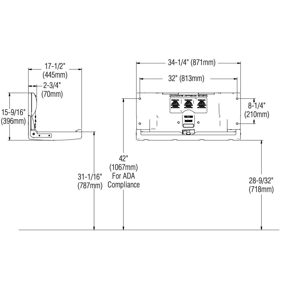Bradley 963-000000 Baby Changing Station, Surface-Mounted, Plastic - Image 5