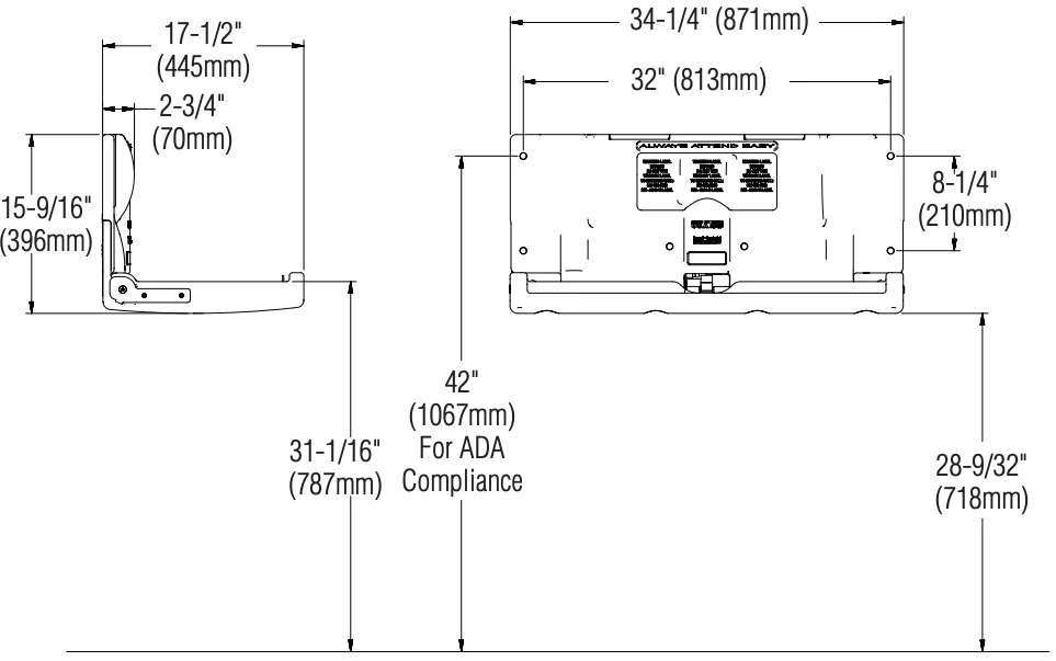 Bradley 9631-00 Baby Changing Station, Surface-Mounted, Plastic - Image 3