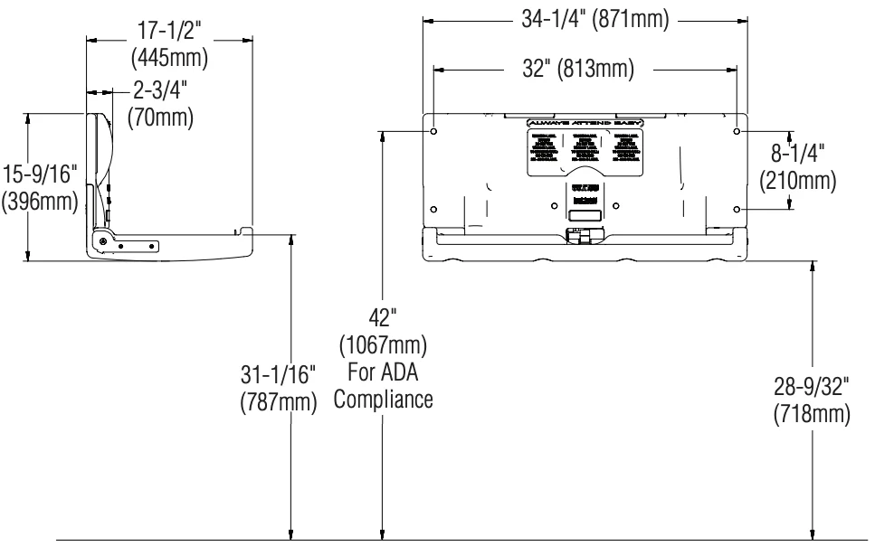 Bradley 9632-00 Baby Changing Station, Surface-Mounted, Plastic - Image 3